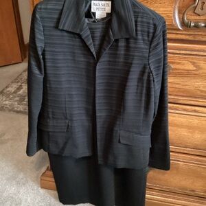Plaza South black dress suit, size 10P, vintage